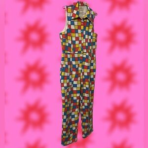 Fashion Brand Company by Penelope Gazin- Primary Colors Checkered Jumpsuit